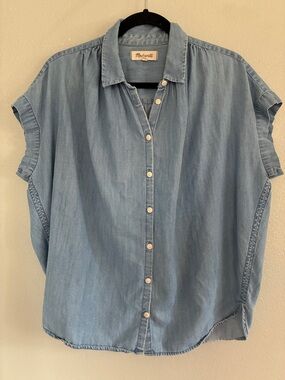 Madewell Light Blue Chambray Button-Front Top Coastal Casual Womens M